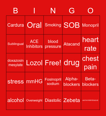 antihypertensives Bingo Card