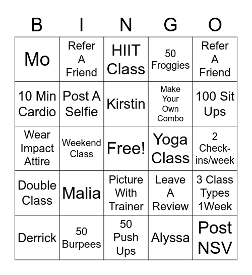 Impact Bingo Card