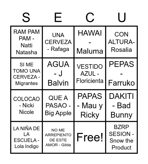 BINGO MUSICAL Bingo Card