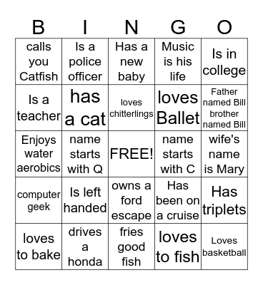 Icebreaker Bingo Card