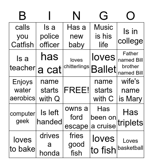 Icebreaker Bingo Card