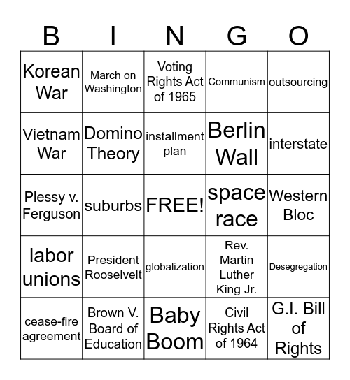 Review BINGO Card