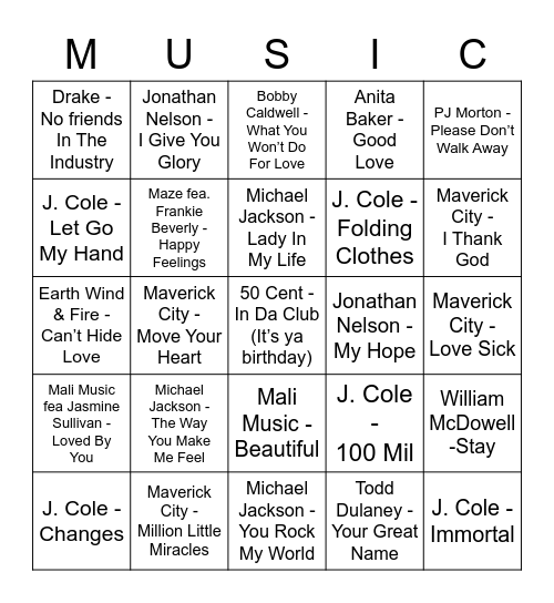 Austin’s 27th Birthday Bingo Card