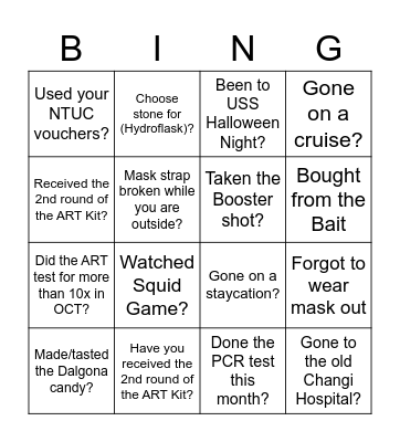 Last Man Standing Bingo Card