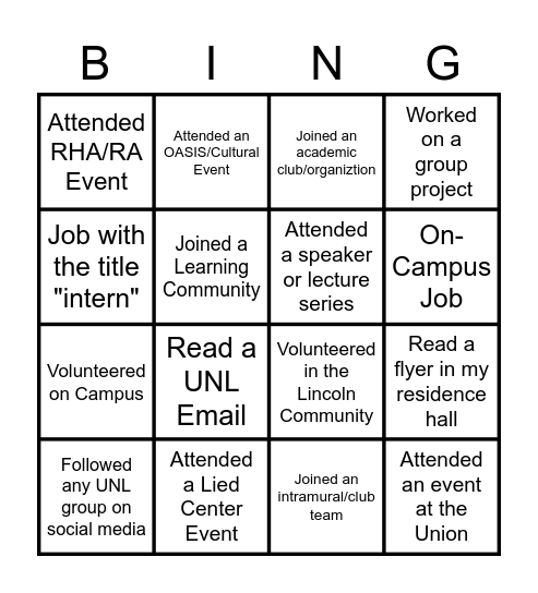Campus/Community Engagement Bingo Card