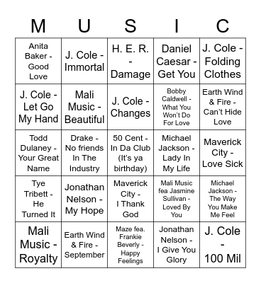 Austin's 27th Birthday Bingo Card