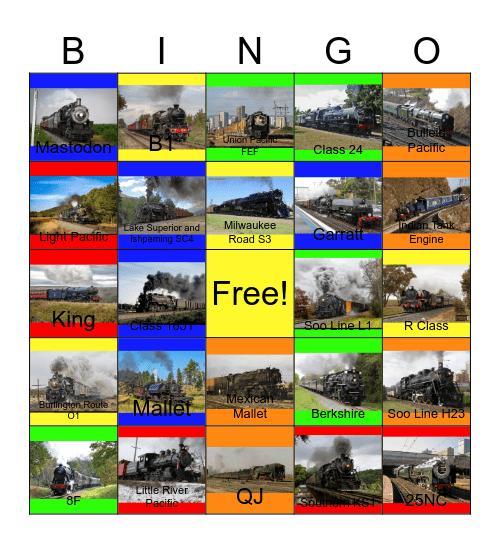 World Railways Bingo Card