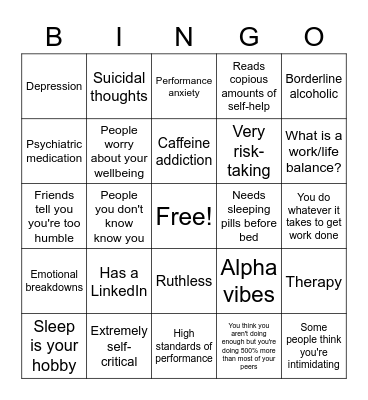 overachiever's dilemma Bingo Card