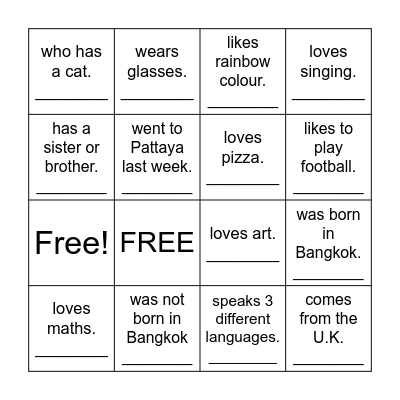 Find someone who... Bingo Card