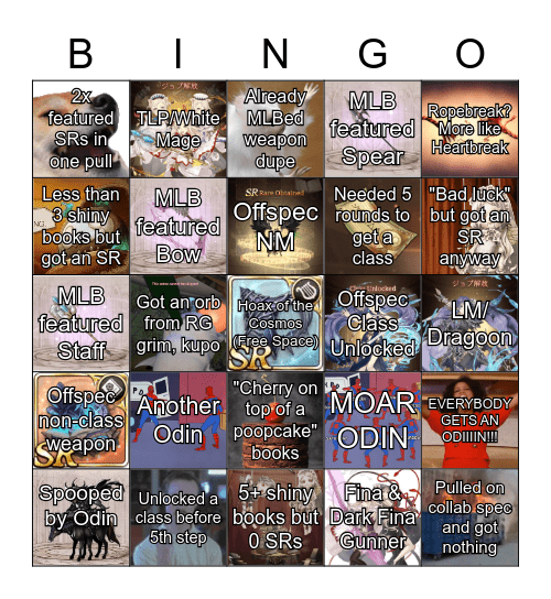 FFBE x SinoAlice Collab Bingo Card