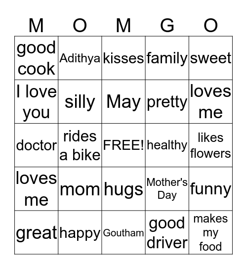 MOMGO Bingo Card