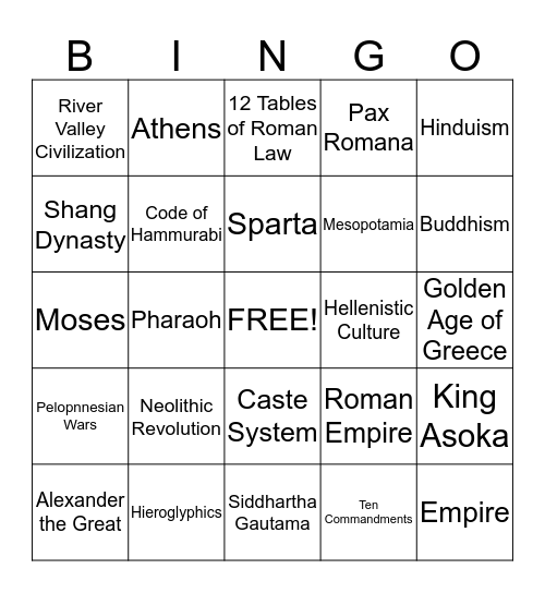 Global  History Review Bingo Card