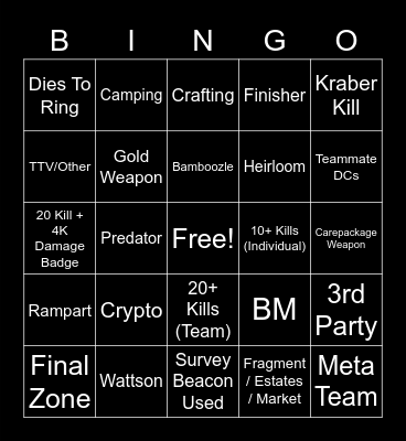 Apex Spectating Bingo Card