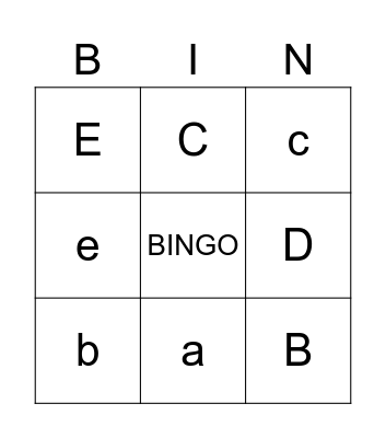 Letters Bingo Card