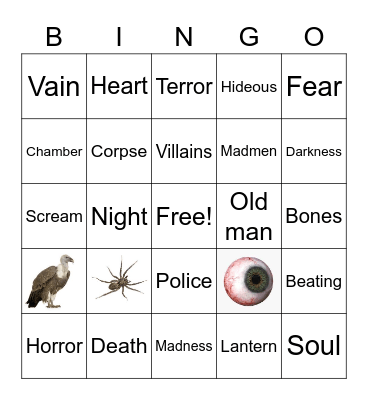 The Tell-Tall Heart Bingo Card