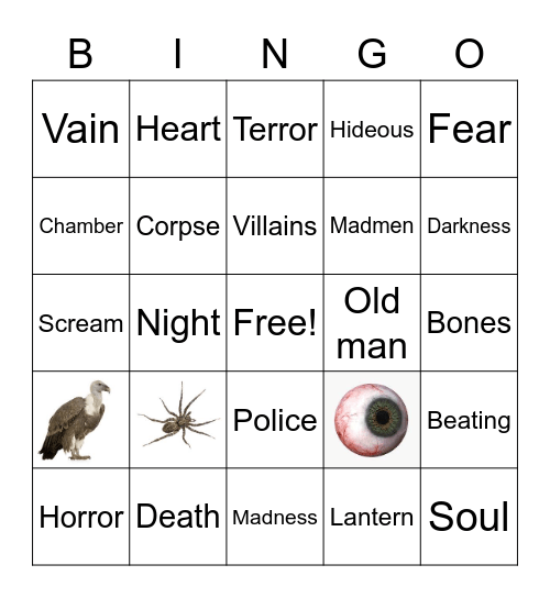 The Tell-Tall Heart Bingo Card