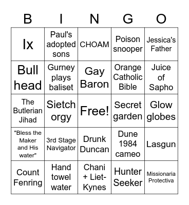 Dune Bingo Card