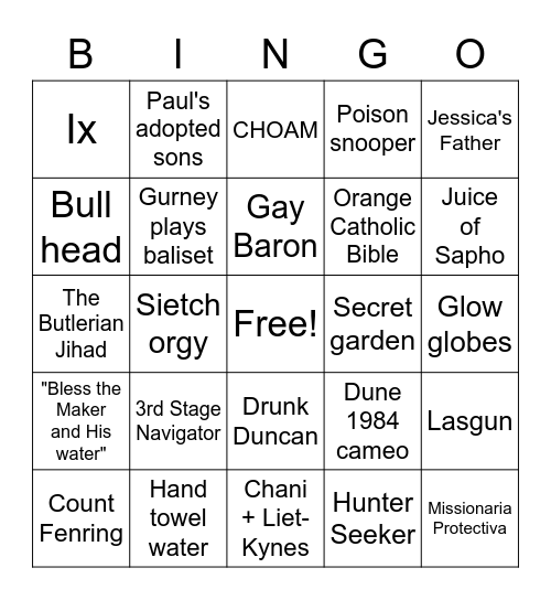 Dune Bingo Card