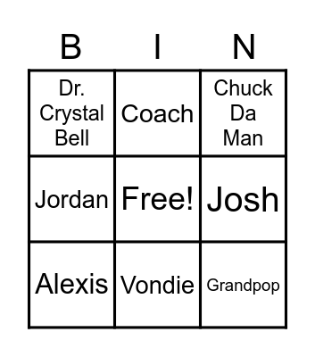 Crossover Characters Bingo Card