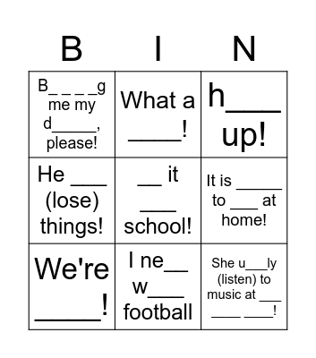 Go getter 2  1.2 Bingo Card