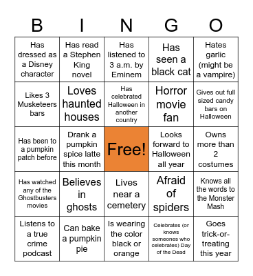 Halloween Bingo Card