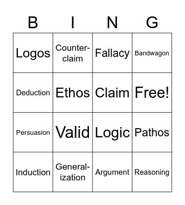 Vocabulary Bingo! Bingo Card