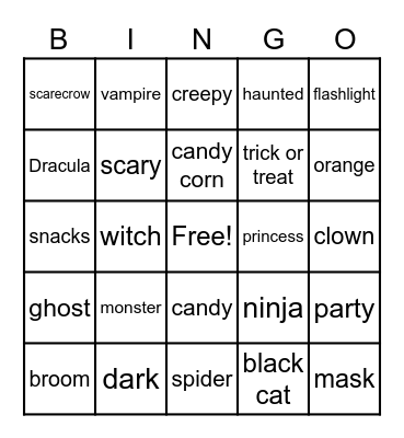 Halloween Bingo Card