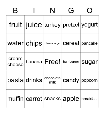 orange group food bingo Card