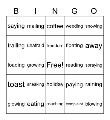 Vowel Team Bingo Card