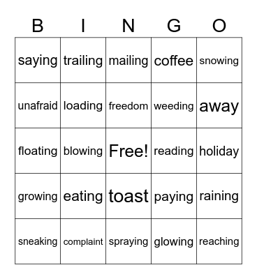 Vowel Team Bingo Card