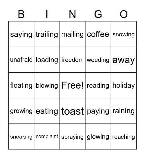 Vowel Team Bingo Card