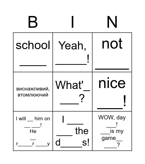 Go getter 3 1.2-1.3 Bingo Card