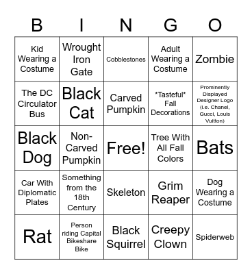 Spooooky Georgetown Bingo! Bingo Card