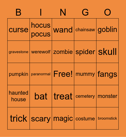 Halloween Bingo Card