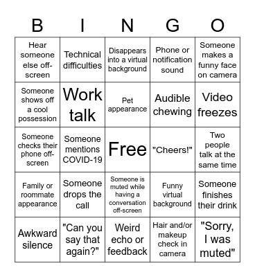 Holiday Party Bingo Card