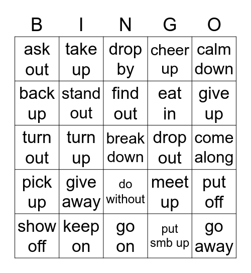 Phrasal  Verbs Bingo Card