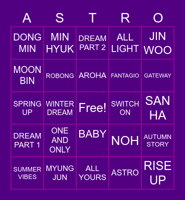 AROHA FAM BINGO Card