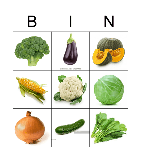 Vegetable Bingo Card