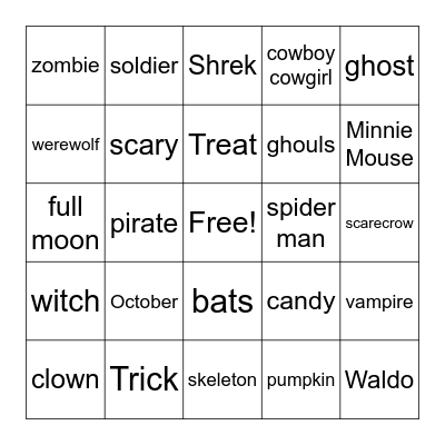 Halloween Bingo Card