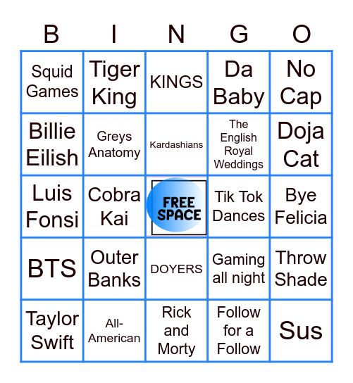 TEEN POP CULTURE Bingo Card