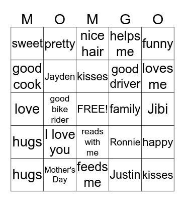 MOMGO Bingo Card