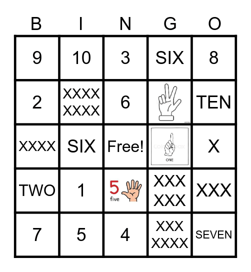 NUMBERS 0-10 Bingo Card