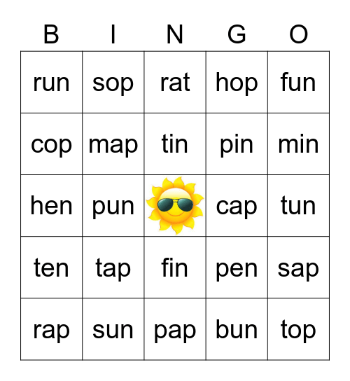 CVC Bingo Card