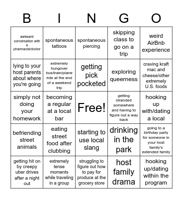 ~ABROAD~ Bingo Card