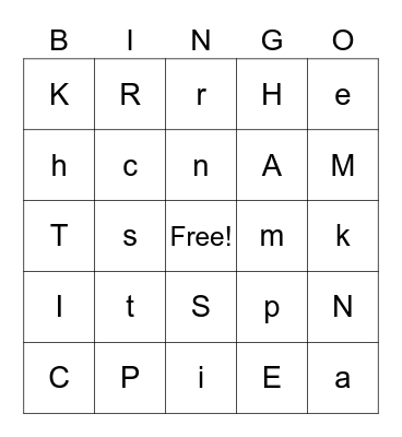 29th October 2021 - Bingo Card