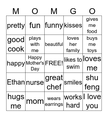 MOMGO Bingo Card