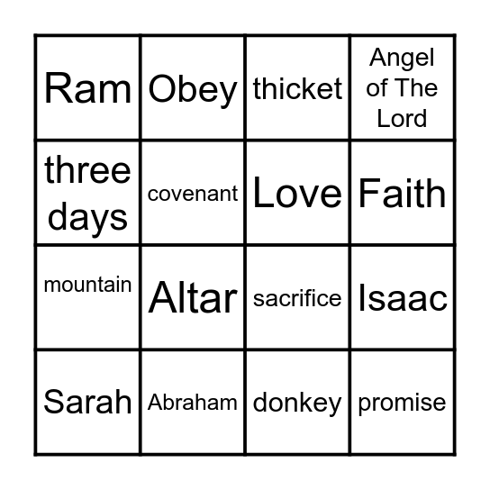 Abraham and Isaac Bingo Card