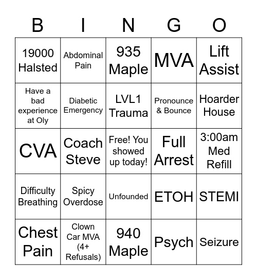 EMS BINGO Card