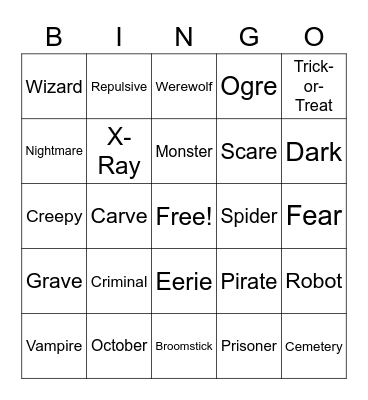 Halloween /r/ Bingo Card