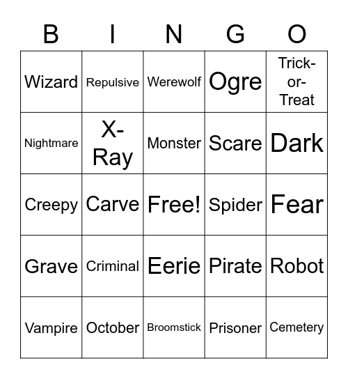 Halloween /r/ Bingo Card